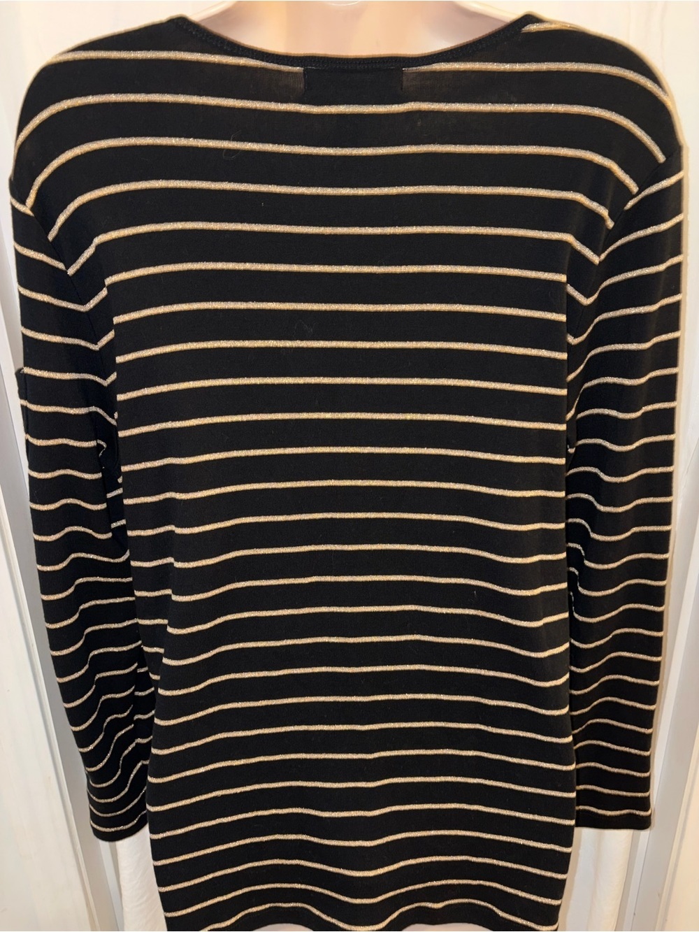 Lauren Ralph Lauren 90% cotton Black & Gold Striped Long Sleeve Top LIKE NEW - Picture 6 of 6